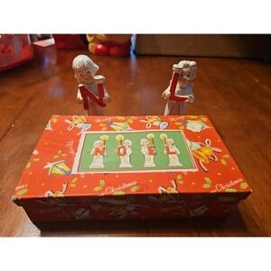 Vintage Relco Japan Ceramic Christmas Angels Candle Holder / Original Box (532)